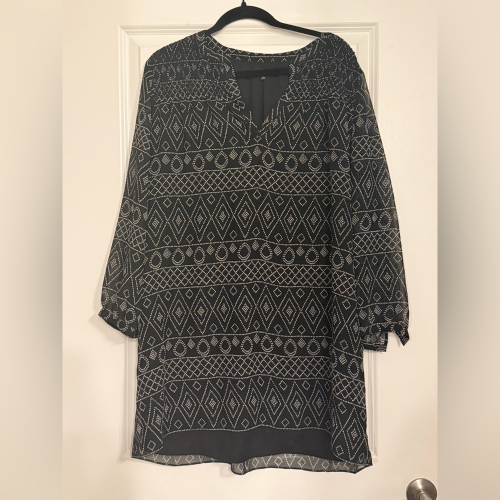 Madewell Smock Tunic Dress Caravan Print in True Black Size L